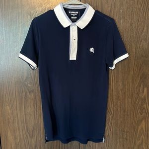 Express polo, men’s small, navy blue and white